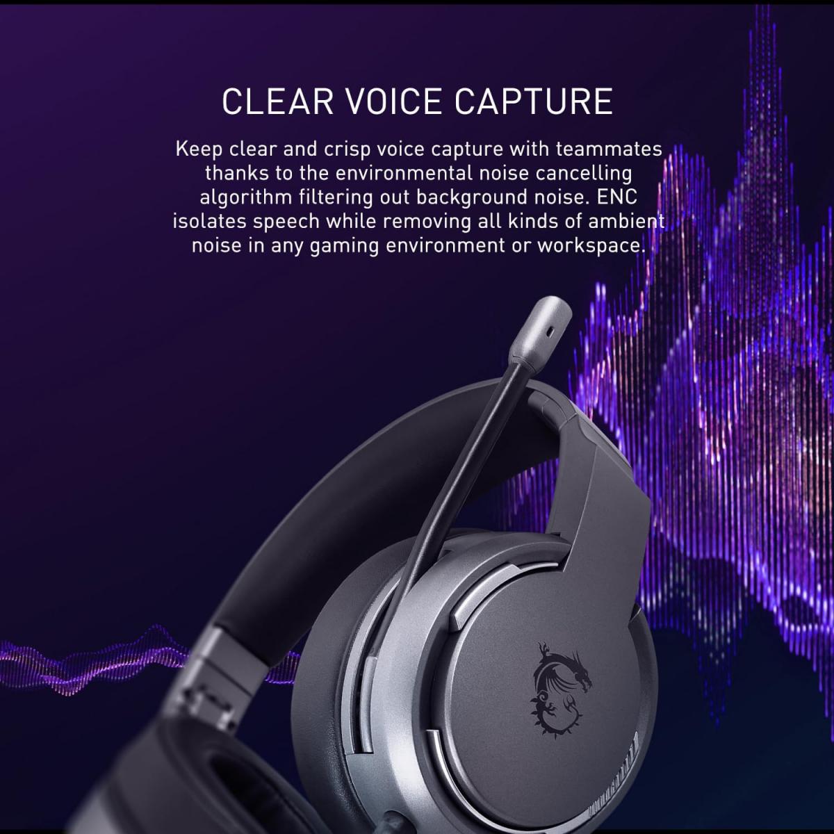 MSI IMMERSE GH40 Active Environment Noise Canceling (ENC), Virtual 7.1 Surround, GAMING HEADSET MSI IMMERSE GH40 Active Environment Noise Canceling (ENC), Virtual 7.1 Surround, GAMING HEADSET